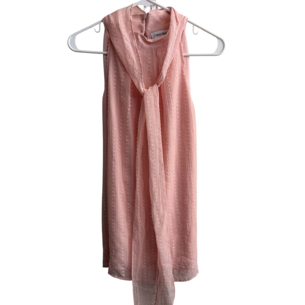 Calvin Klein Peach Sleeveless High Neck Blouse